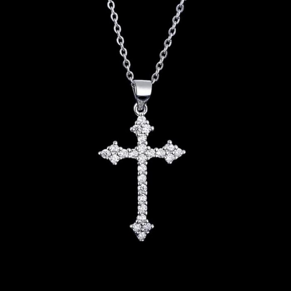 16" Crystal Cross Necklace 215 - Picture 3 of 8